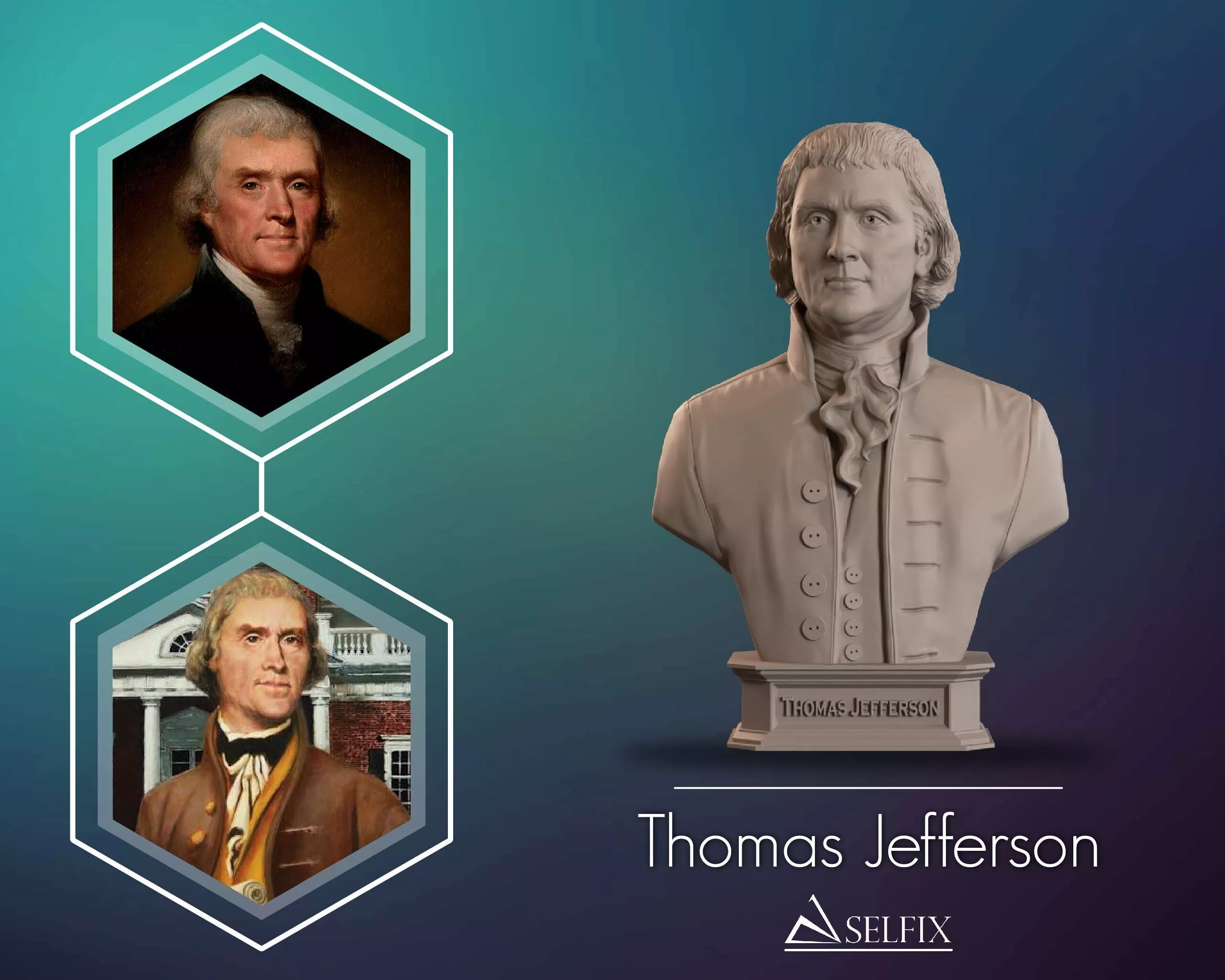 Thomas Jefferson Bust Sculpture 3D print model