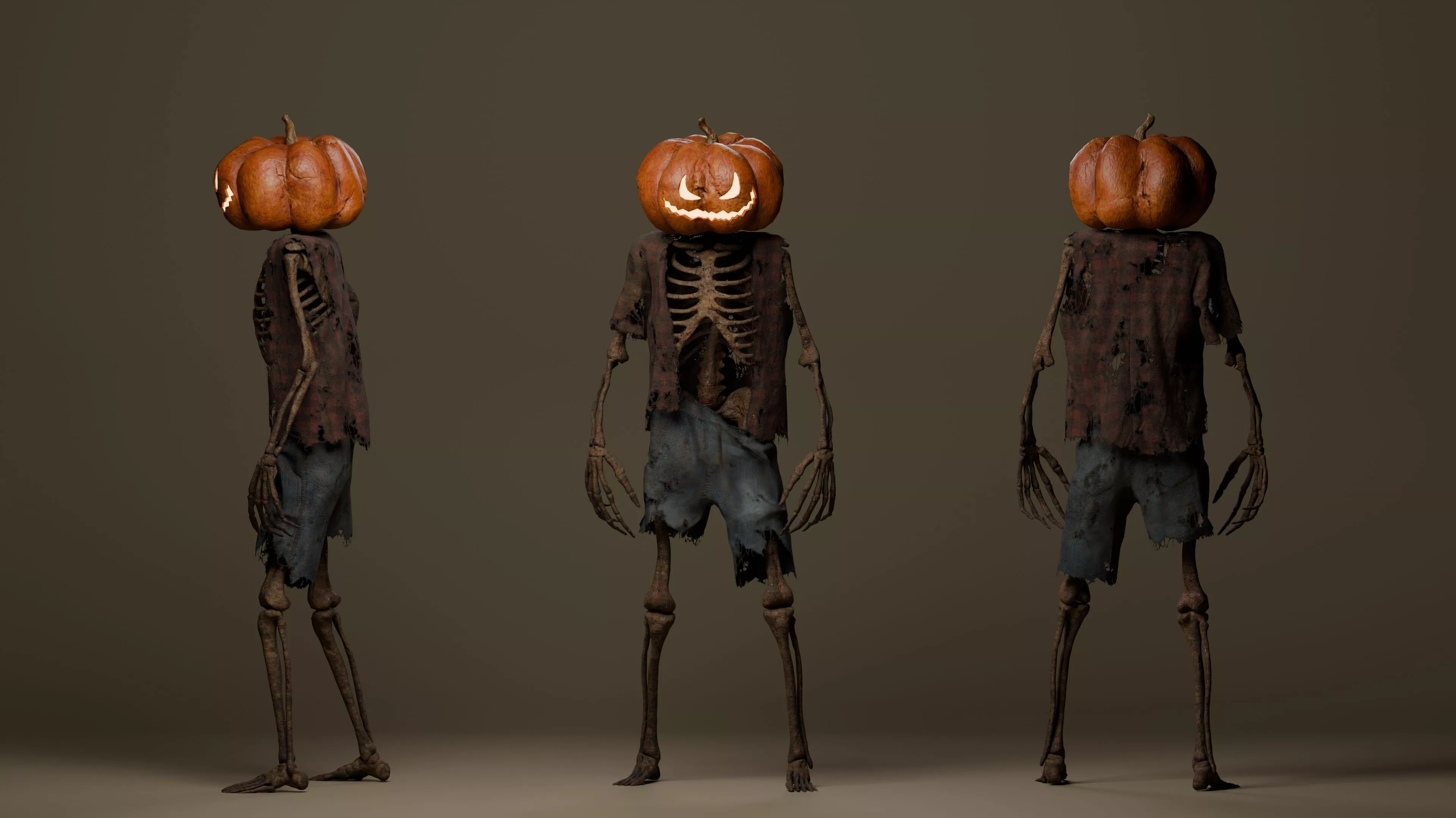 Scarecrow Pumpkin Halloween Skeleton Maniac Low-poly 3D model