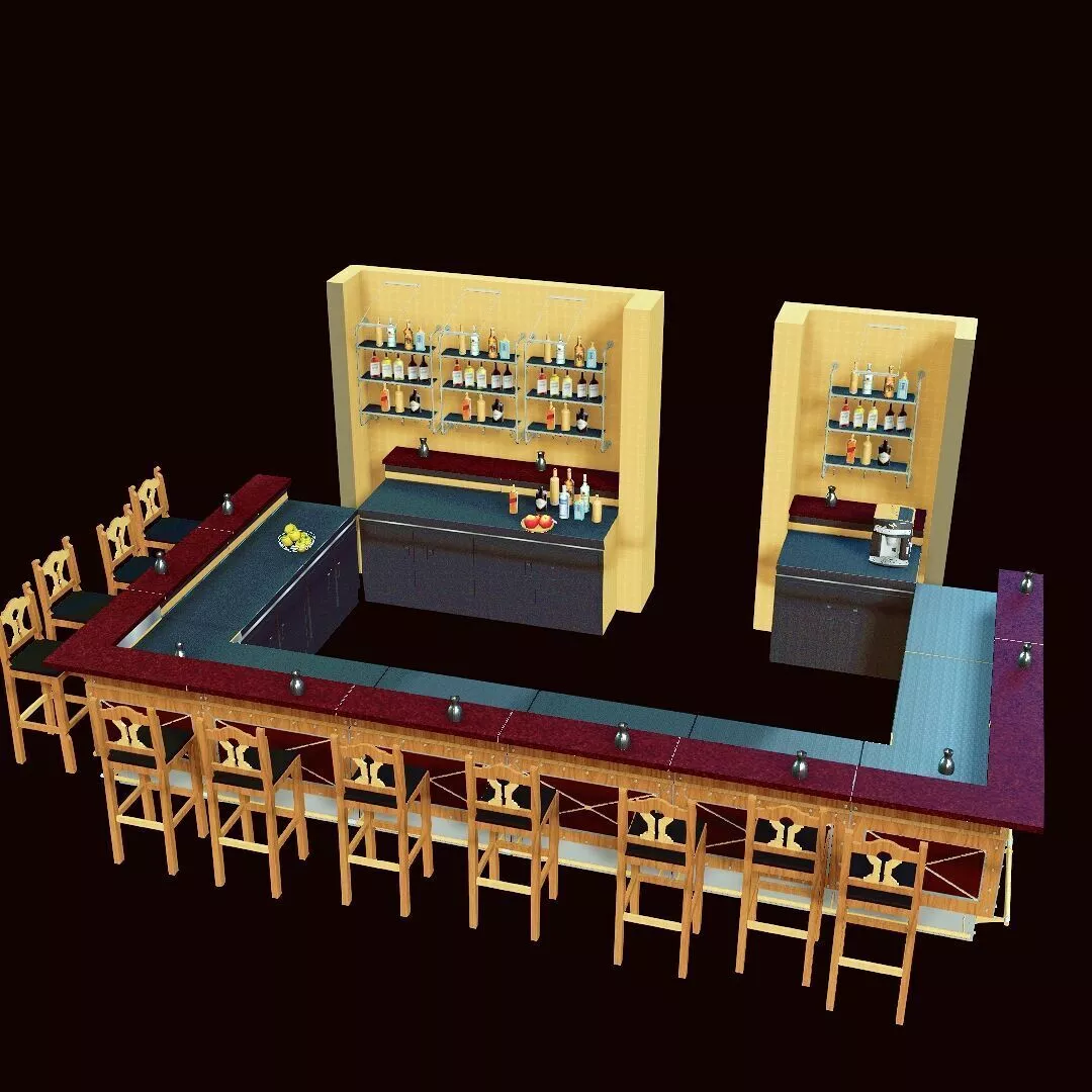 BAR SALON HOME FURNITURE CHAIR TABLE SHELF D 3D print model