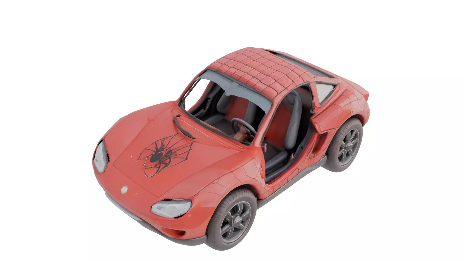 High Poly SpiderMan Classic Sports Car 3DModel STL 3MF Printable 3D print model