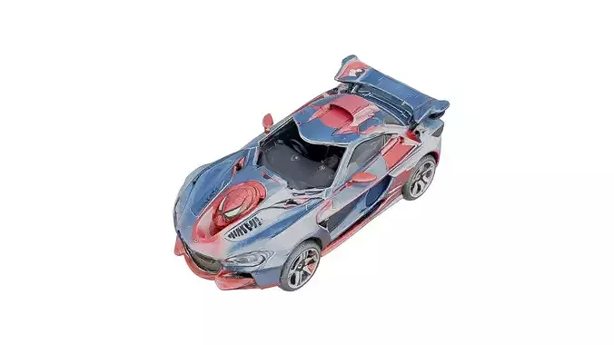 High Poly SpiderMan Classic Sports Car 3DModel STL 3MF Printable