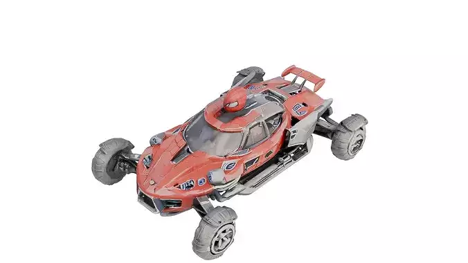High Poly SpiderMan Classic Sports Car 3DModel STL 3MF Printable