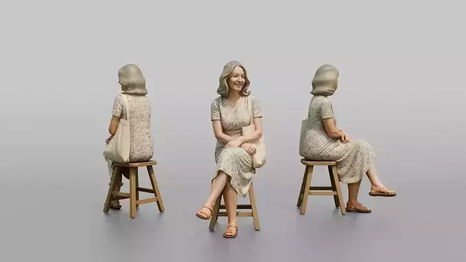 British Woman Seated in a Floral Summer Dress
