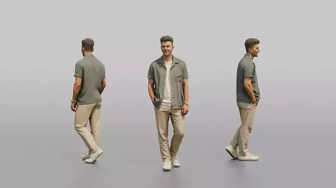 Man Posing in a Casual Linen Shirt