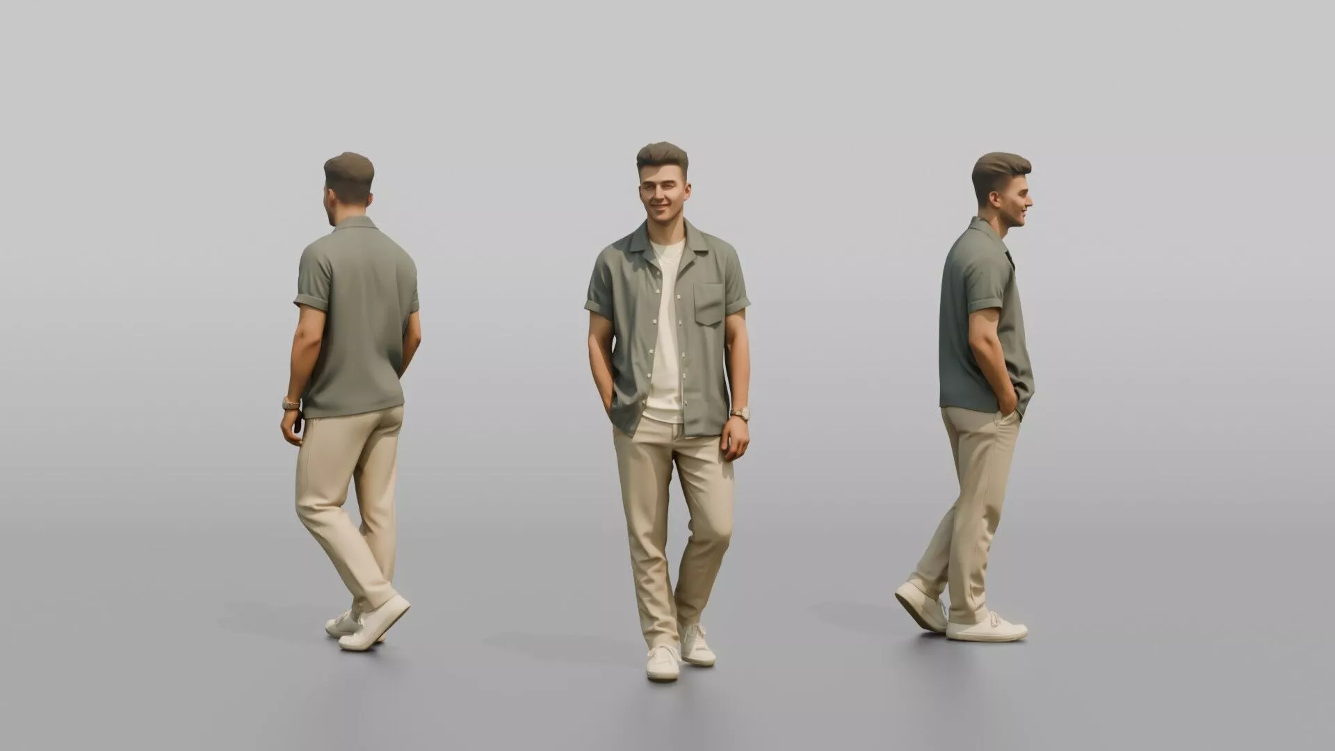 Man Posing in a Casual Linen Shirt 3D model
