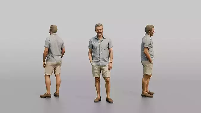 British Man Standing in a Striped Linen Shirt