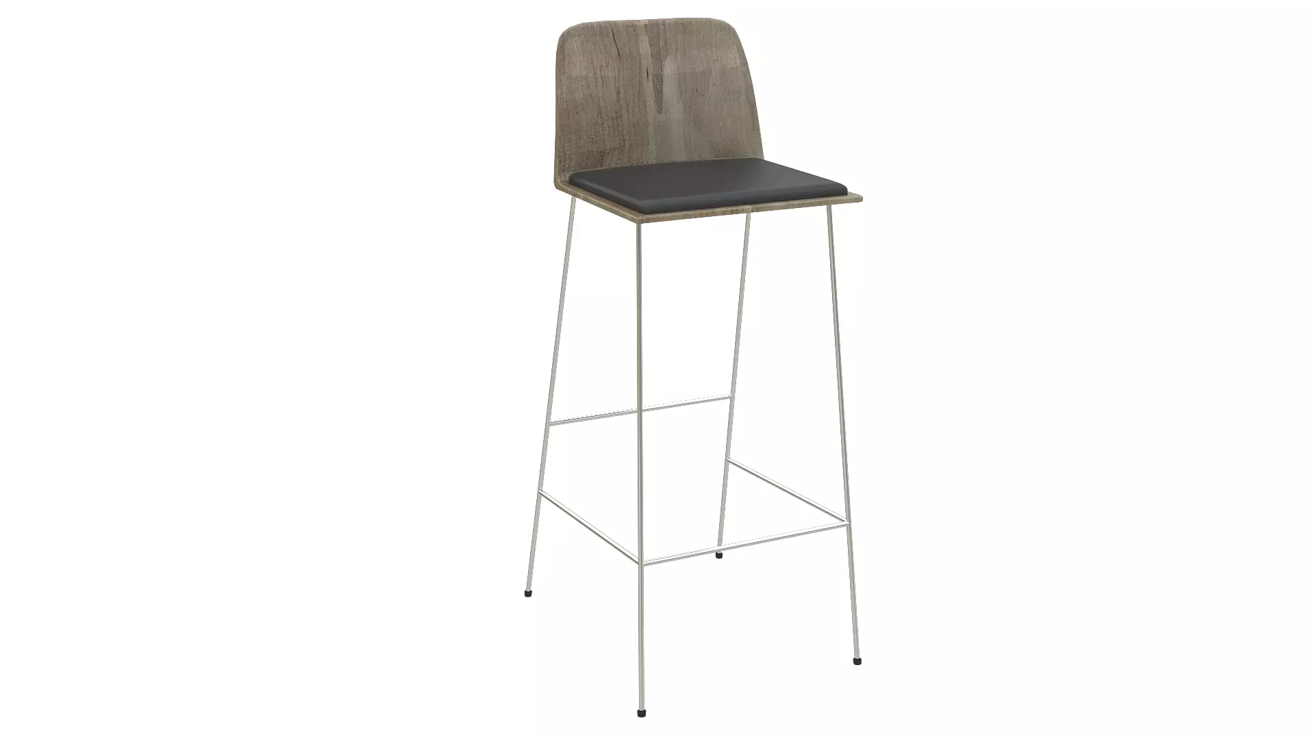 wooden padded stool 3D model