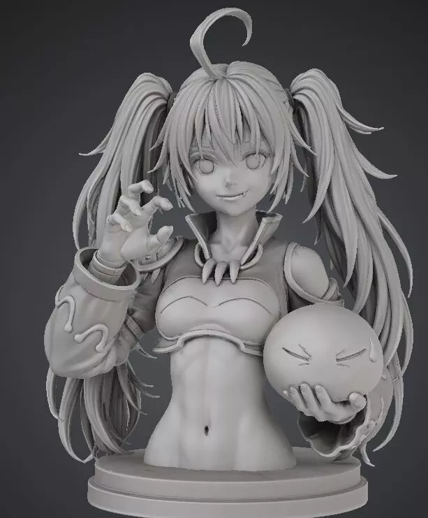 Milim Nava Holding Rimuru Bust - Reincarnated as a Slime Anime 3D print model