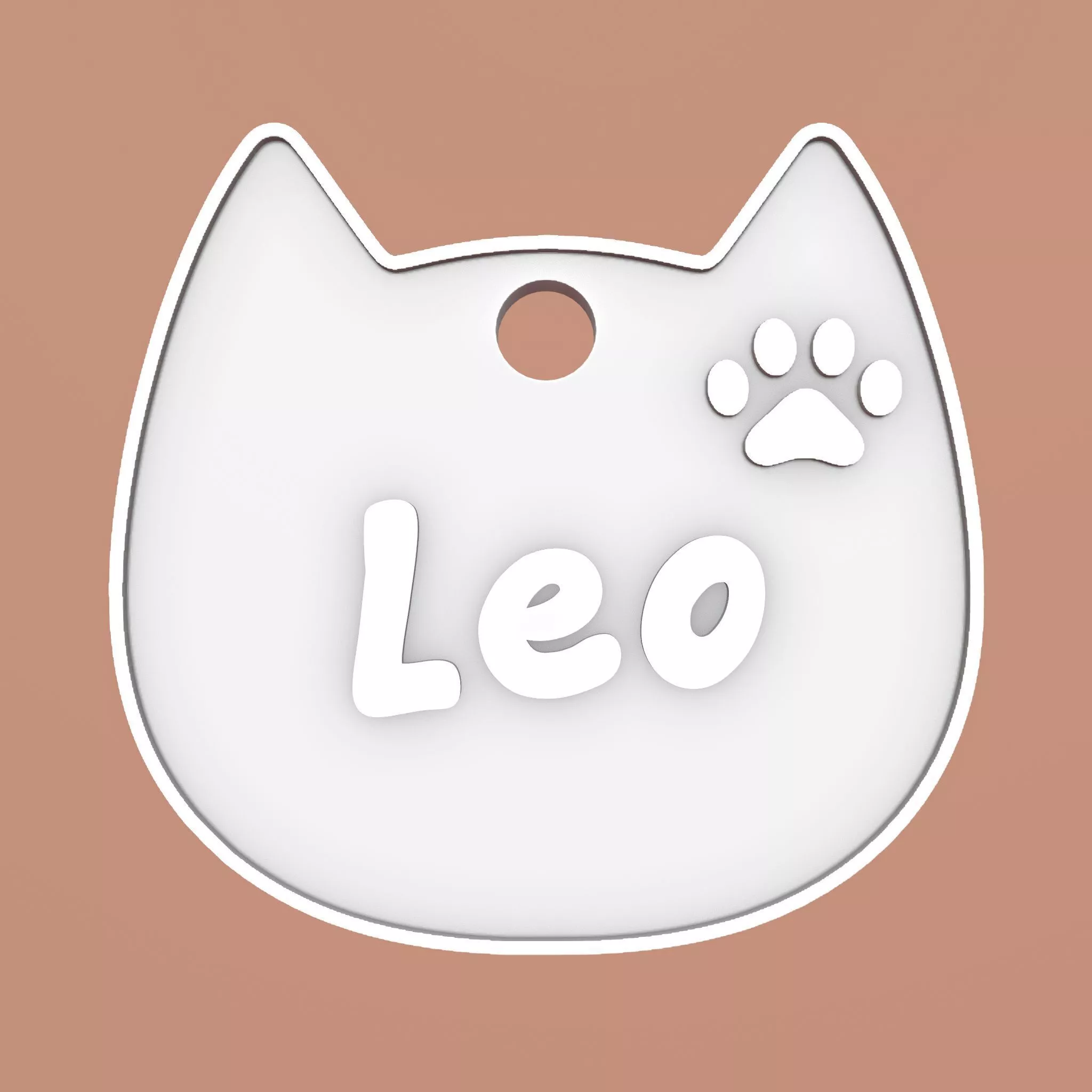 Leo Cat Head Personalized Name Tag Keychain 3D print model