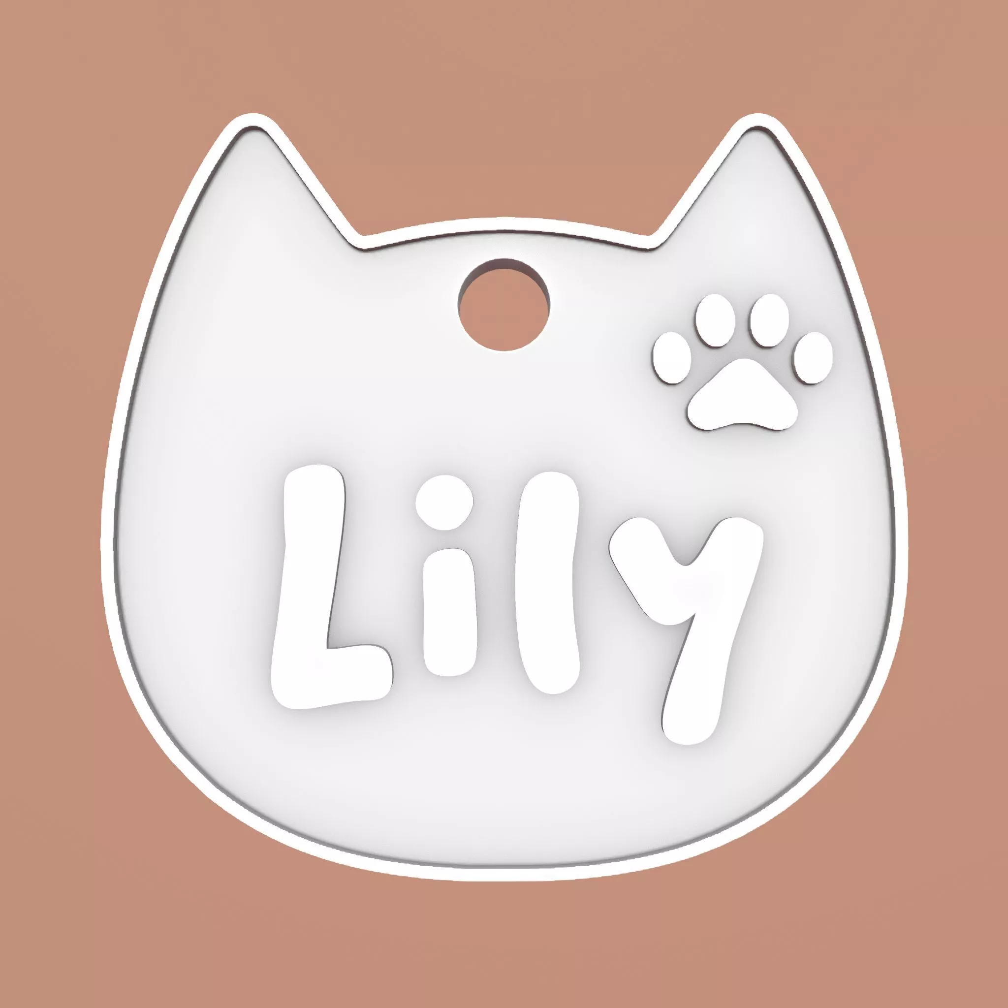 Lily Cat Head Personalized Name Tag Keychain 3D print model