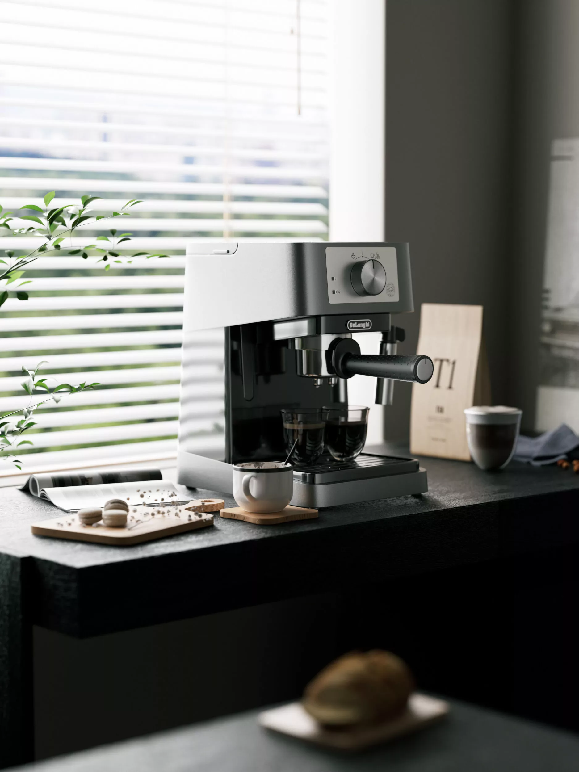 Delonghi Espresso Machine Cozy Home Window Kitchen 3D model