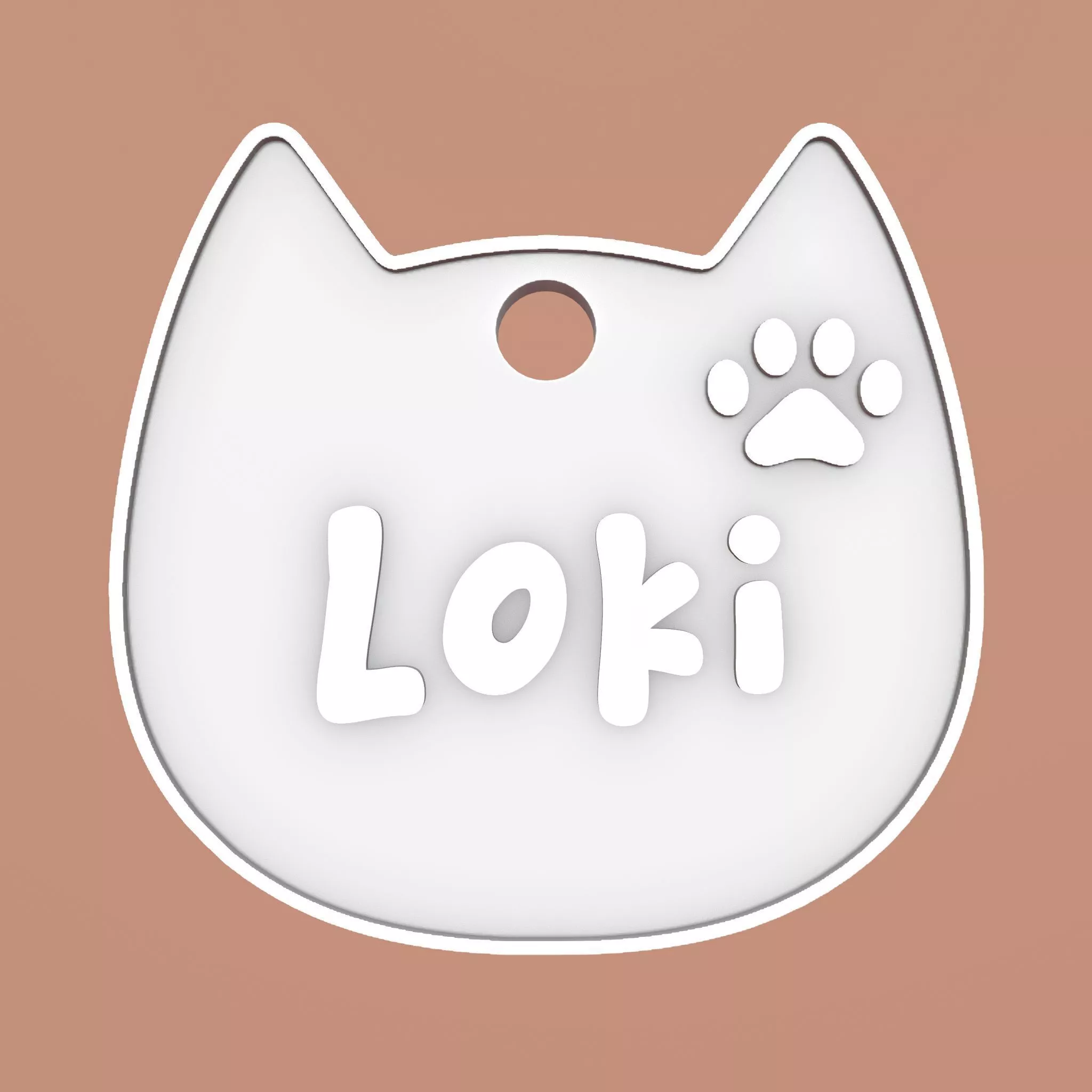 Loki Cat Head Personalized Name Tag Keychain 3D print model
