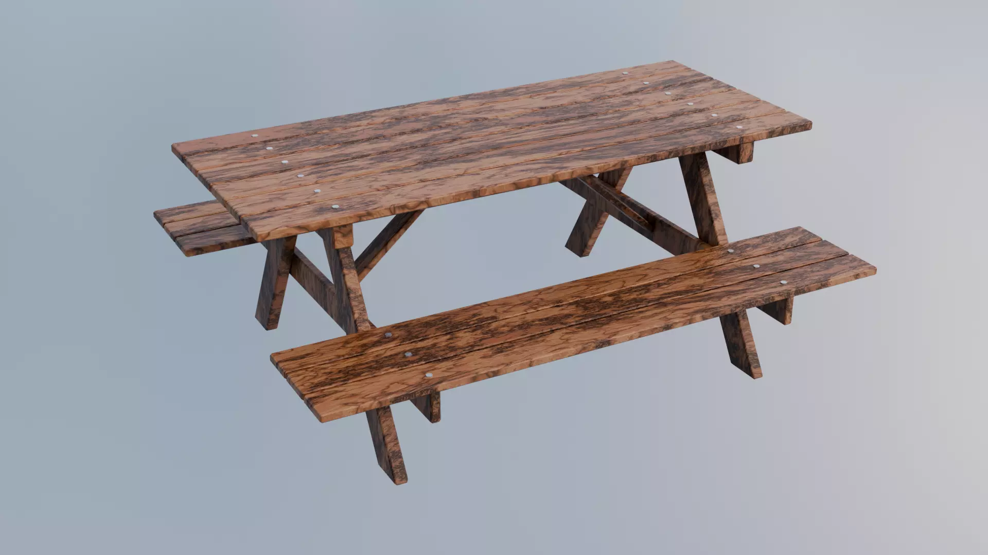 Low Poly Wooden Picnic Table I Game Ready I Low-poly 3D model