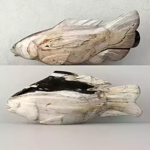 Hand Carved Petrified Wood Koi Fish 2 3D model
