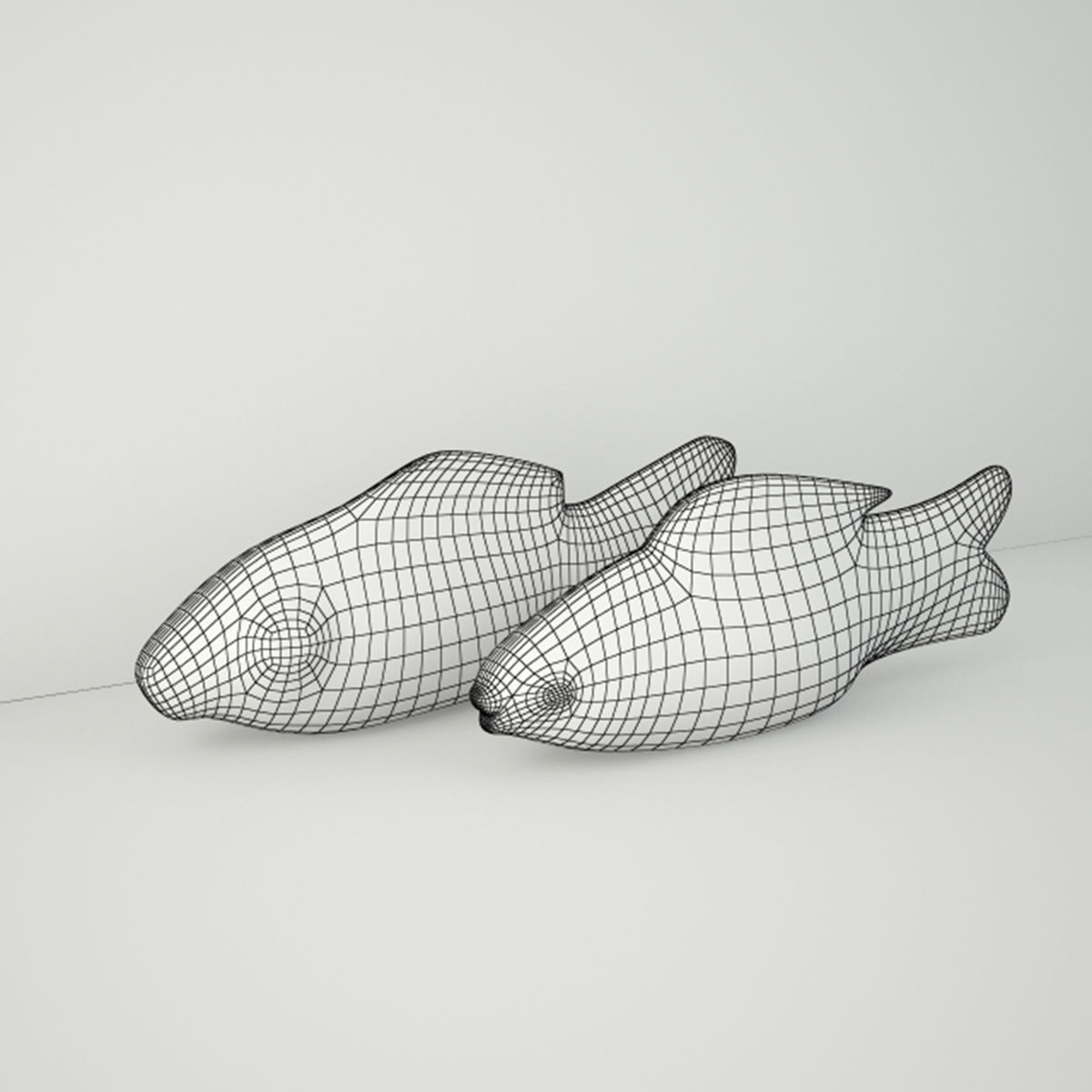 Hand Carved Petrified Wood Koi Fish 3 3D model_3