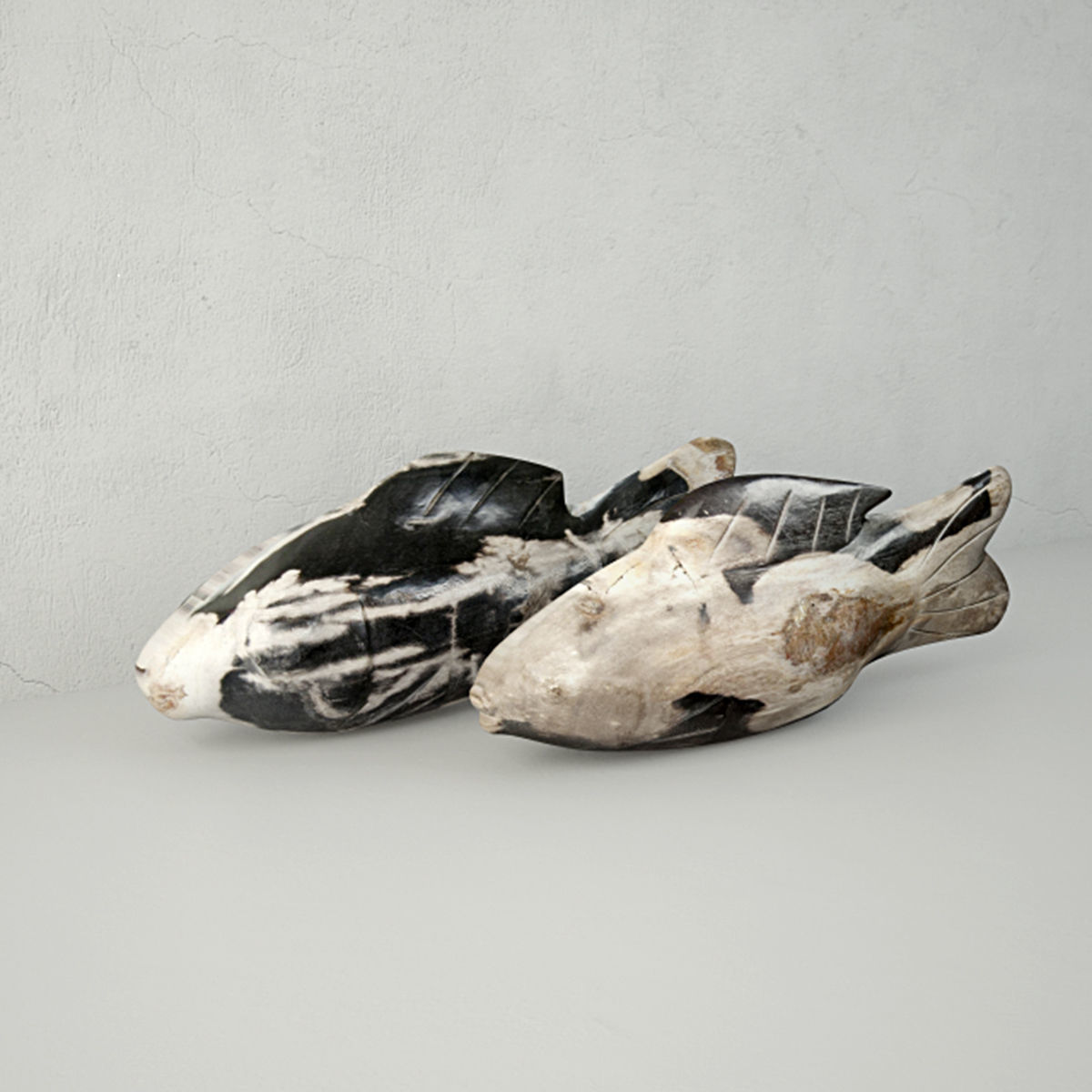 Hand Carved Petrified Wood Koi Fish 3 3D model_2