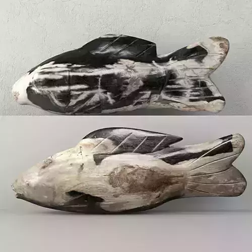 Hand Carved Petrified Wood Koi Fish 3 3D model
