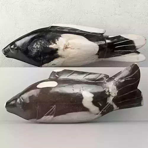 Hand Carved Petrified Wood Koi Fish 4 3D model