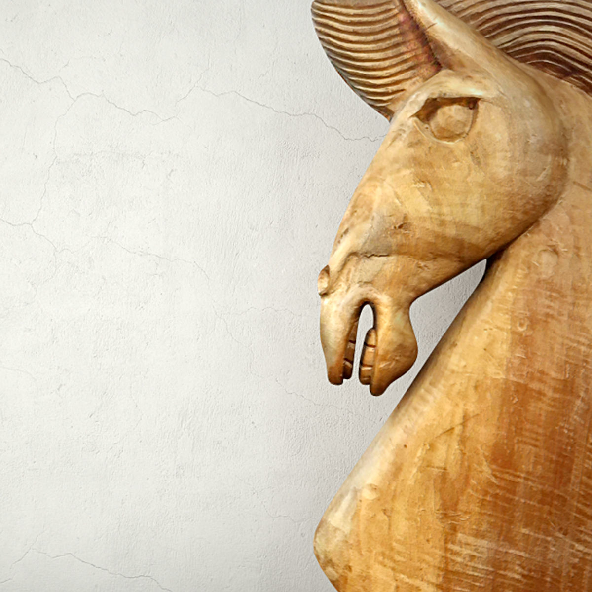 Large Wood Carved Horse Head 3D model_4