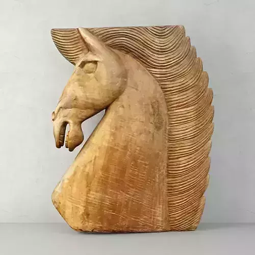 Large Wood Carved Horse Head