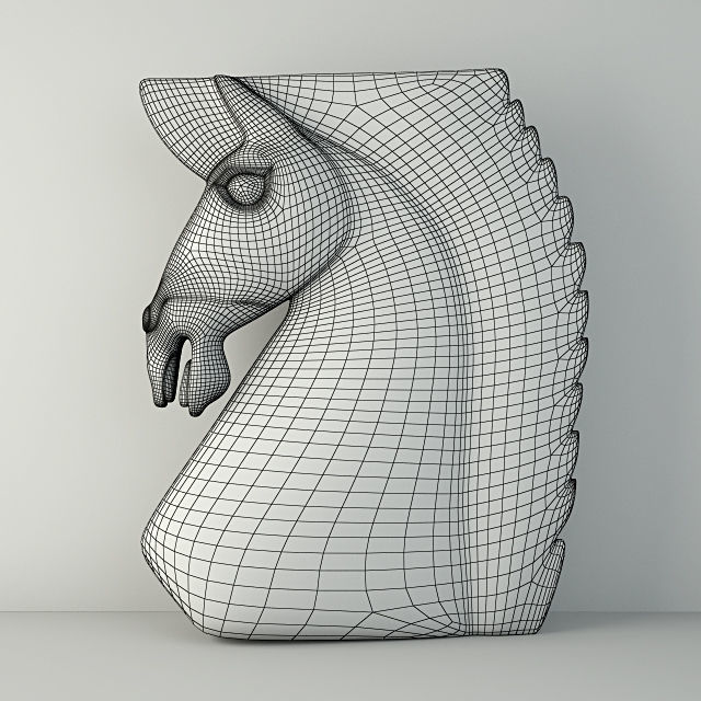 Large Wood Carved Horse Head 3D model_1