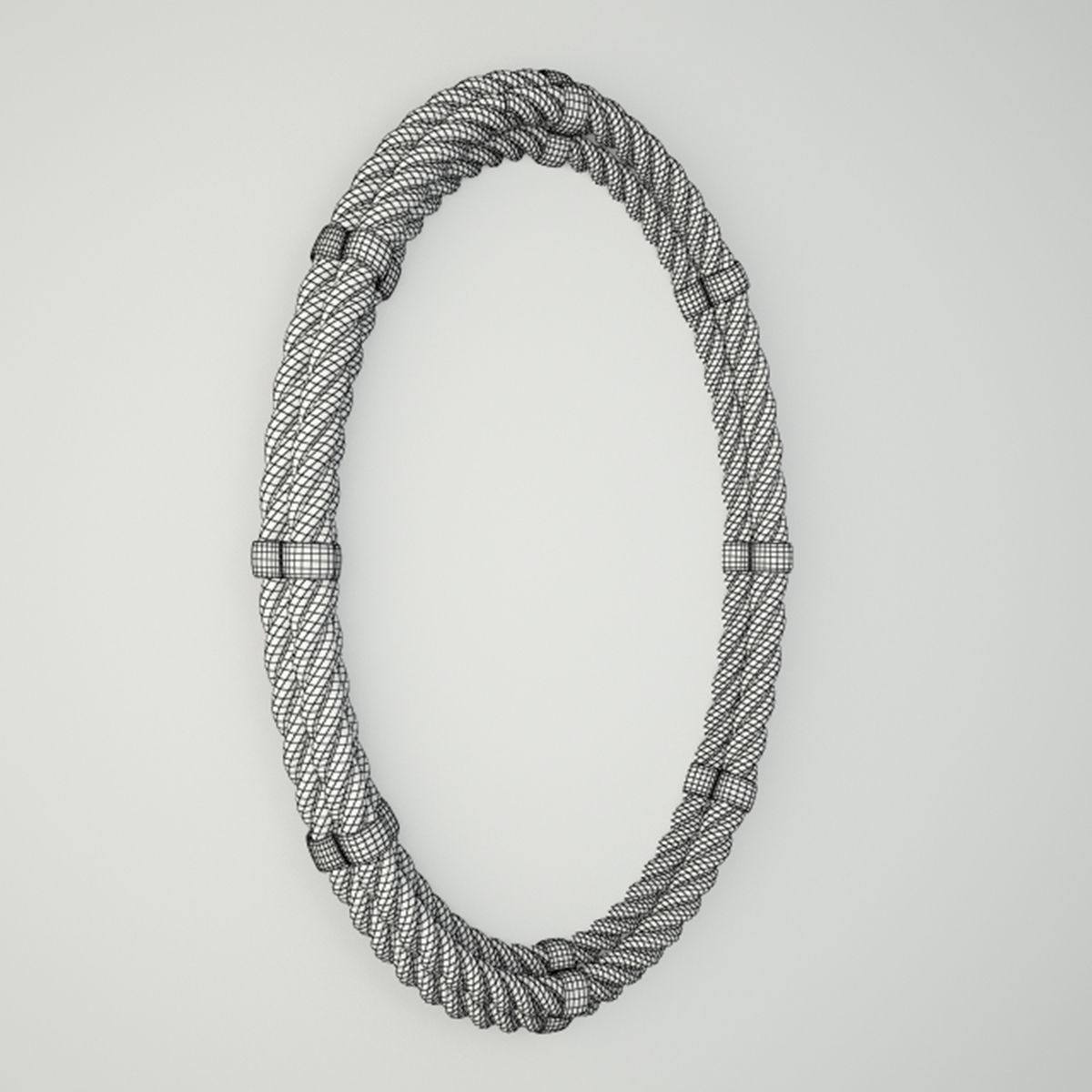 Nautical Rope Oval Mirror 3D model_3