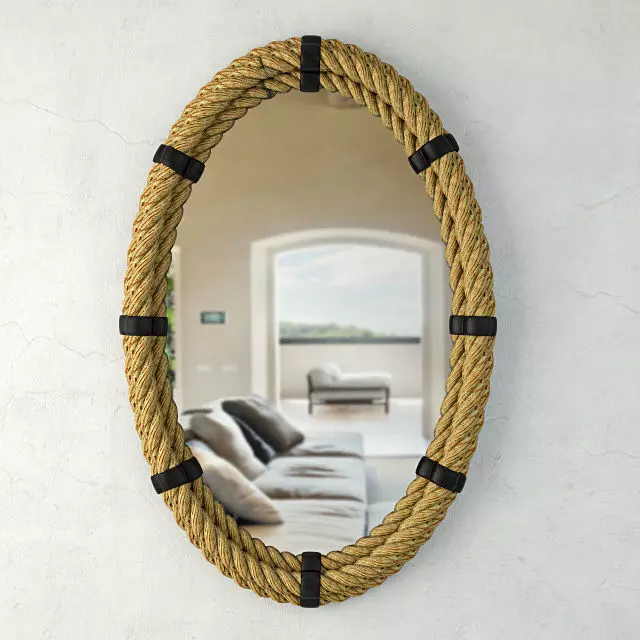 Nautical Rope Oval Mirror 3D model_0