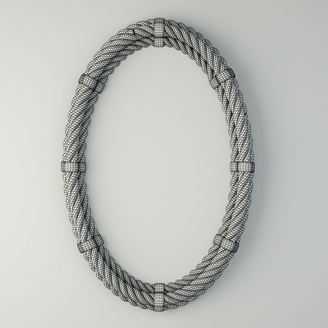 Nautical Rope Oval Mirror 3D model_1