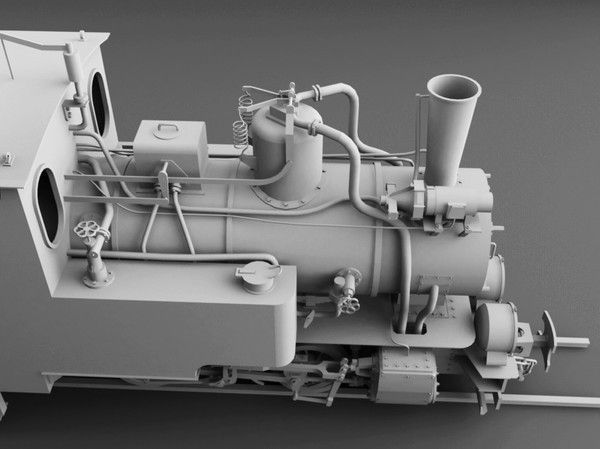 T2-71 Narrow Steam Locomotive 3D model_9