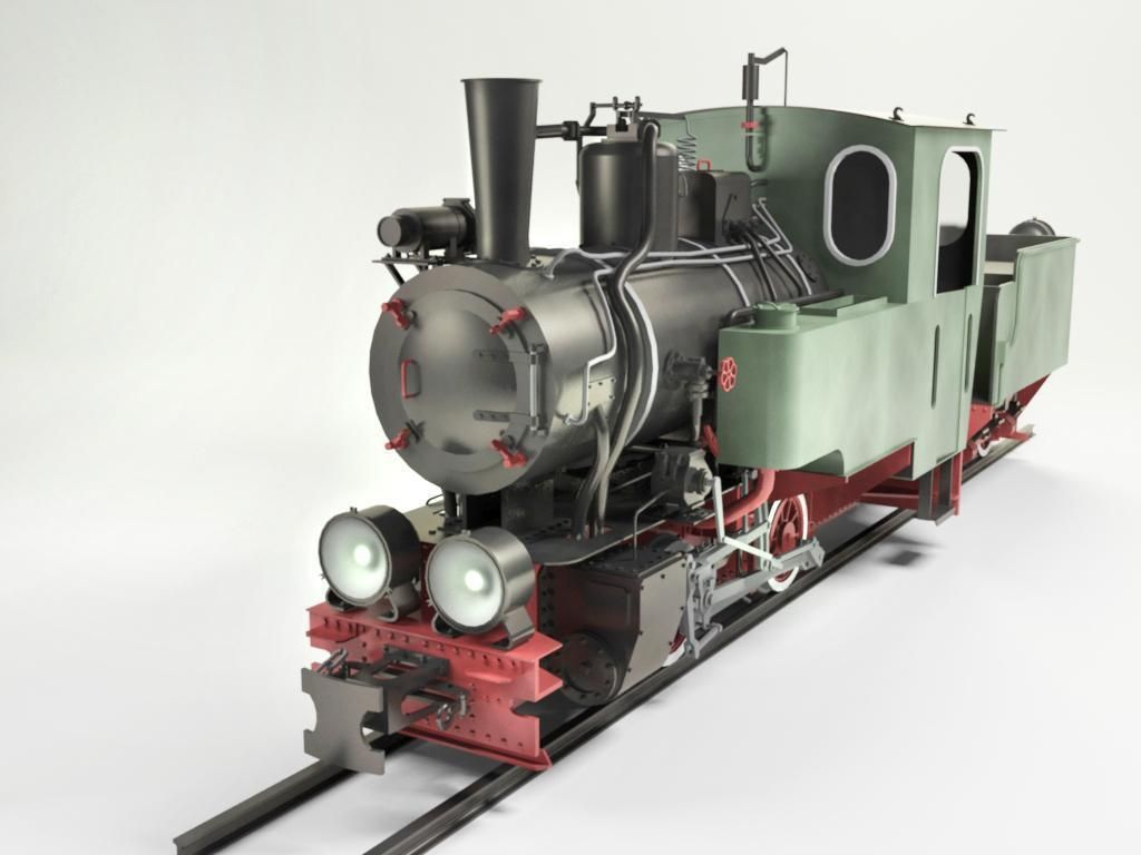 T2-71 Narrow Steam Locomotive 3D model_2