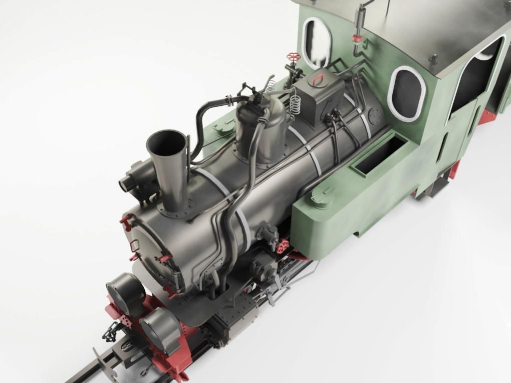 T2-71 Narrow Steam Locomotive 3D model_3