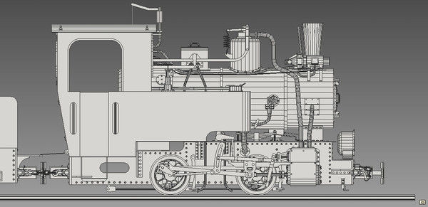 T2-71 Narrow Steam Locomotive 3D model_15