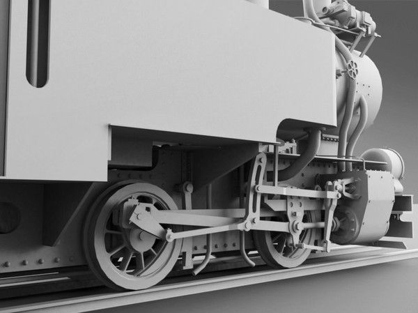 T2-71 Narrow Steam Locomotive 3D model_10