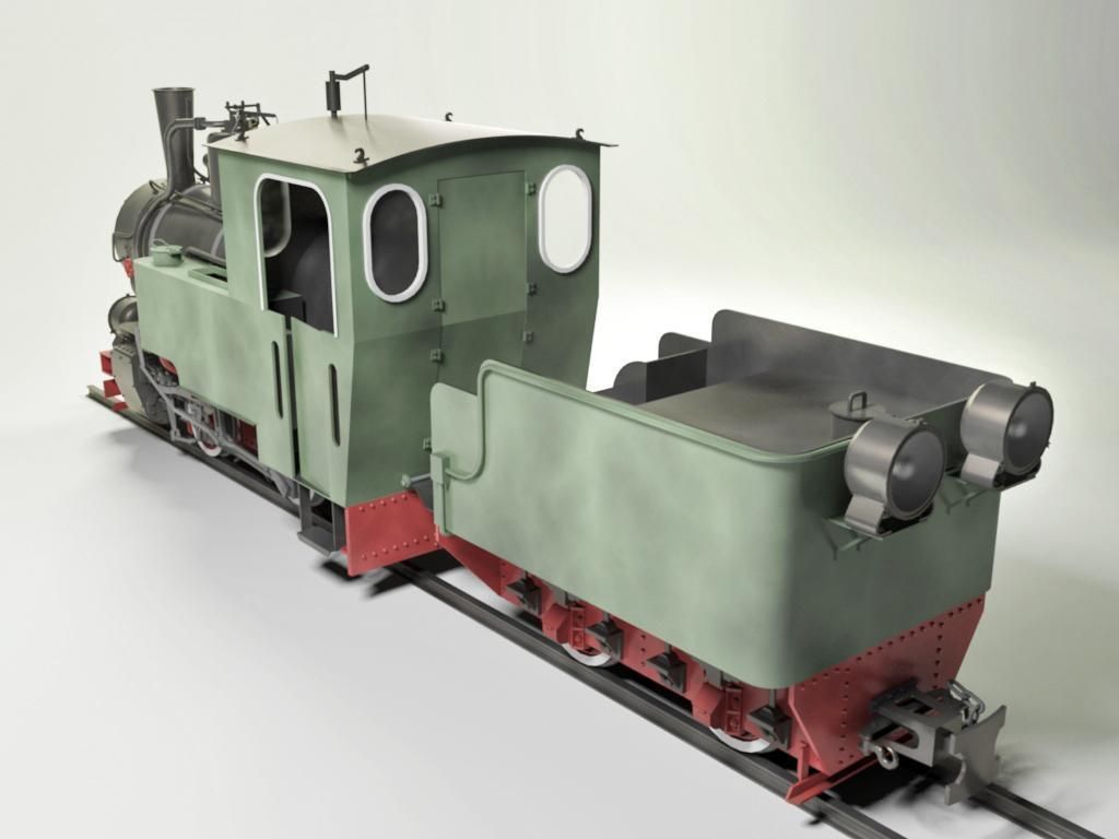 T2-71 Narrow Steam Locomotive 3D model_1