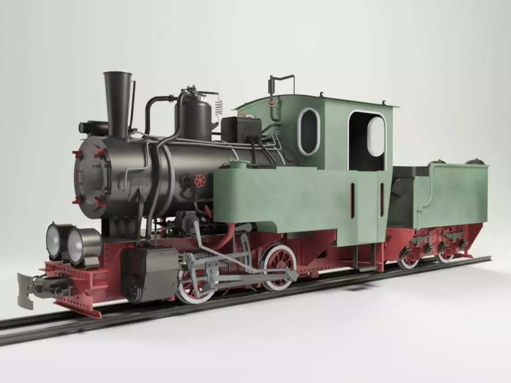 T2-71 Narrow Steam Locomotive 3D model_0