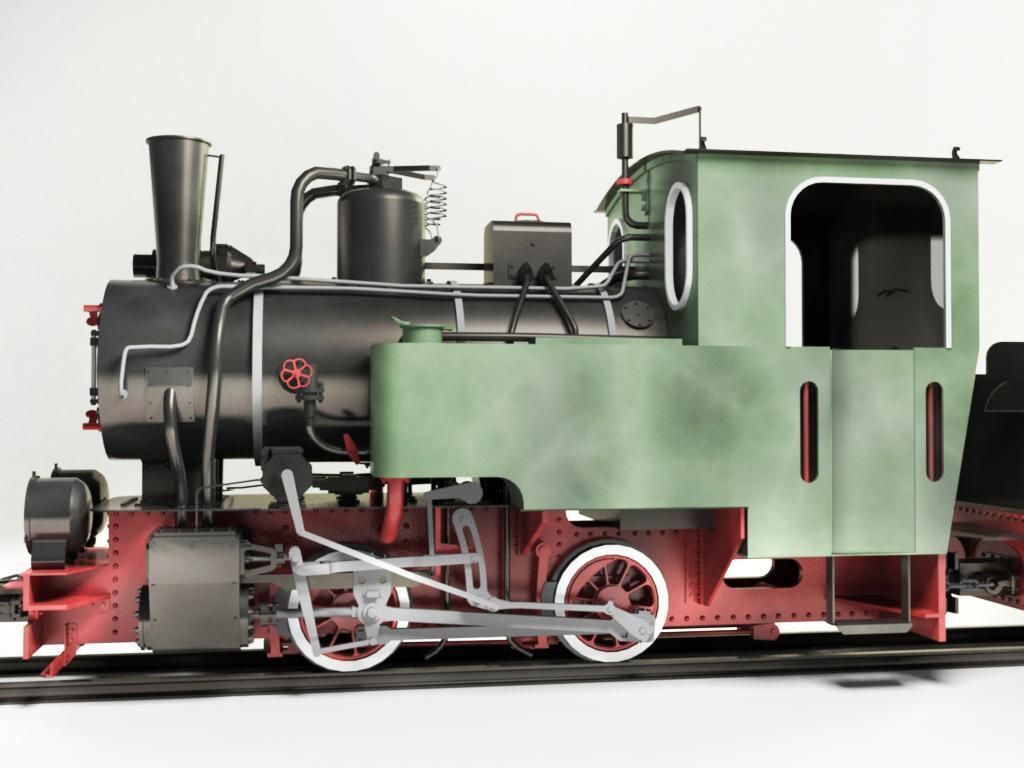T2-71 Narrow Steam Locomotive 3D model_4