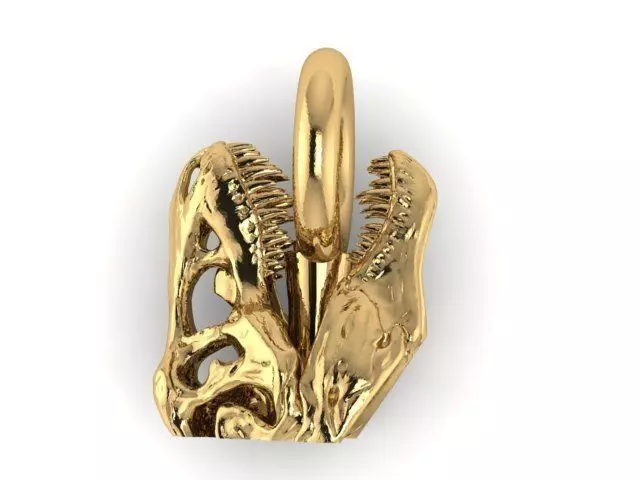 Pendant gold - plated dinosaur skull 3D print model_0