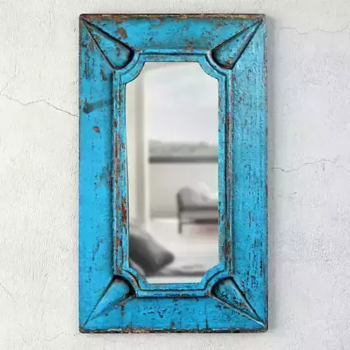 Vintage Blue Wood Mirror
