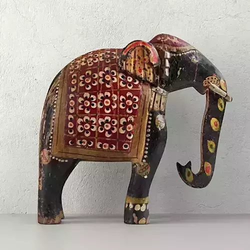 Vintage Indian Solid Wood Elephant