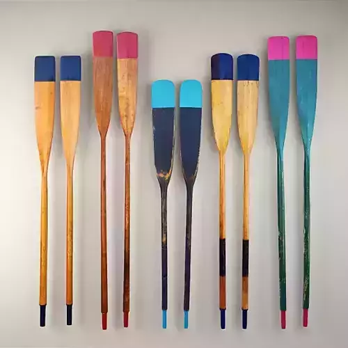 Vintage Nautical Wood Boat Oars 3D model
