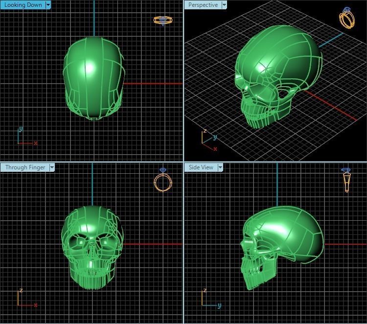 Pendant golden skull 3D print model_2