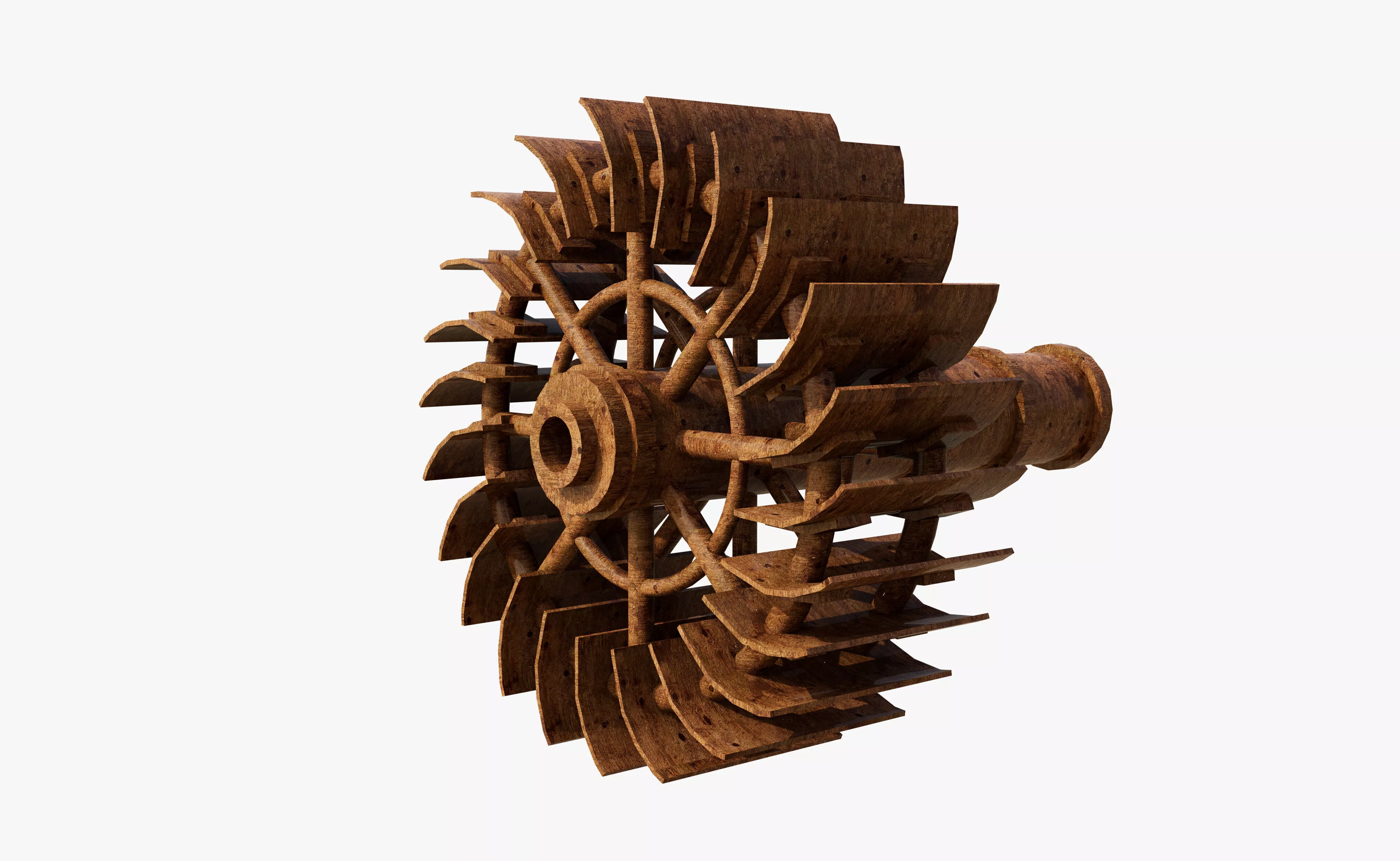 Wood Water Turbine Free 3D model
