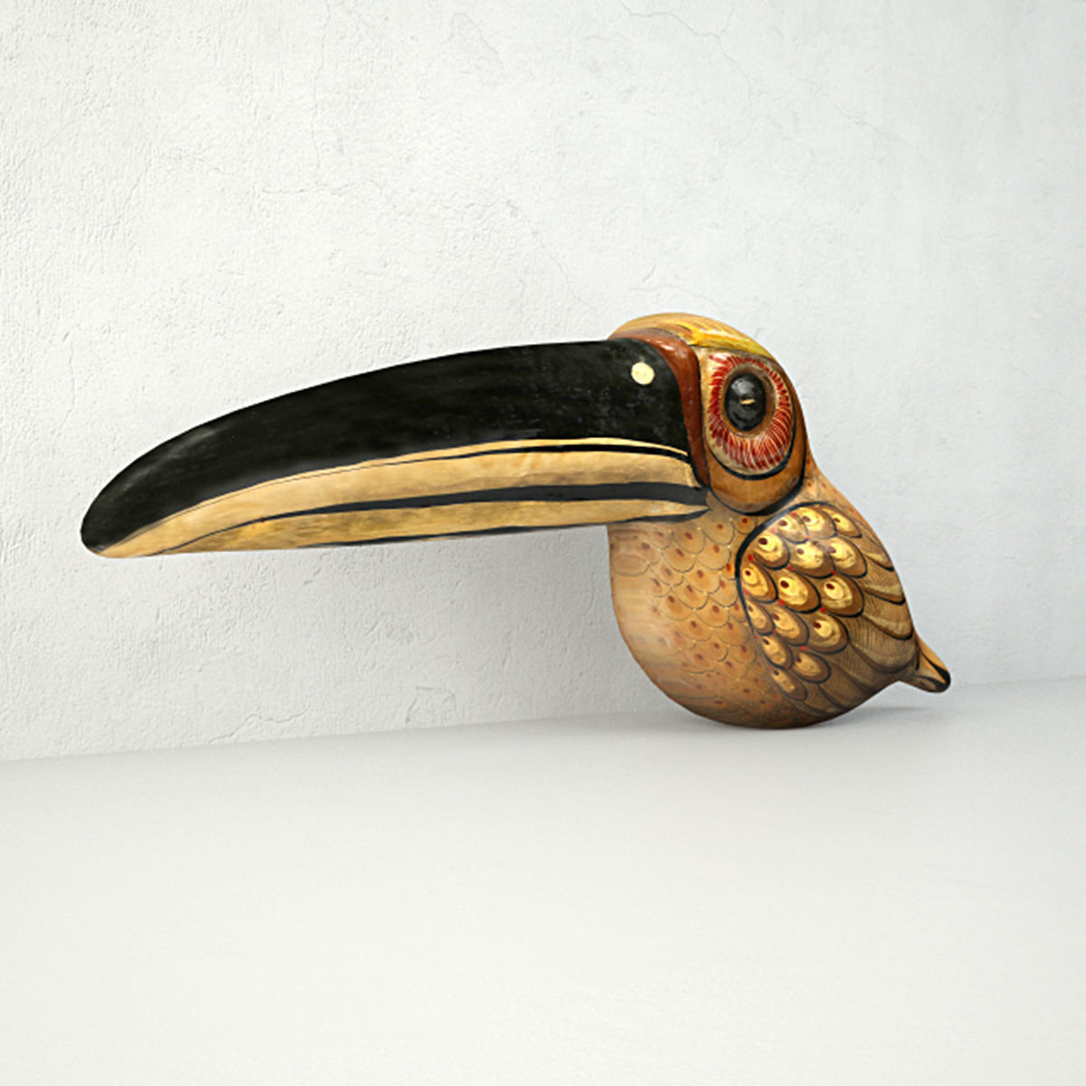 Vintage Paper Mache Tucan 3D model_2
