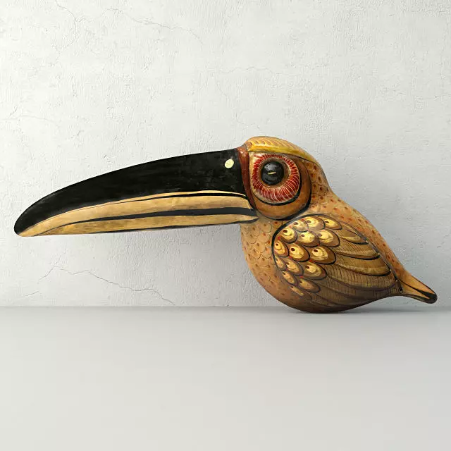 Vintage Paper Mache Tucan 3D model_0