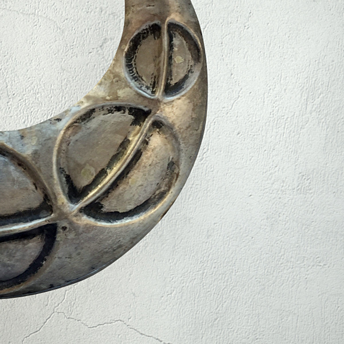 Vintage Tribal Metal Necklace on Black Stand 3D model_4