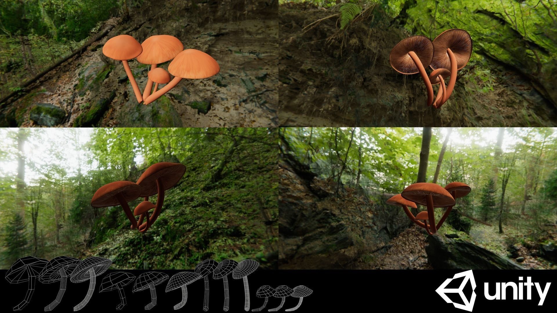 Game ready PBR Mushrooms 3D model SET 2 Low-poly 3D model_5