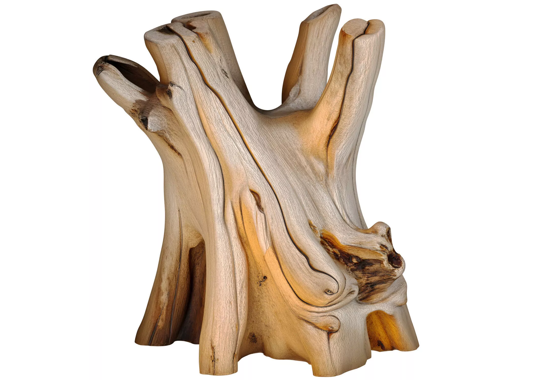 Decorative sculptural stump stand driftwood in eco tree root 3D model