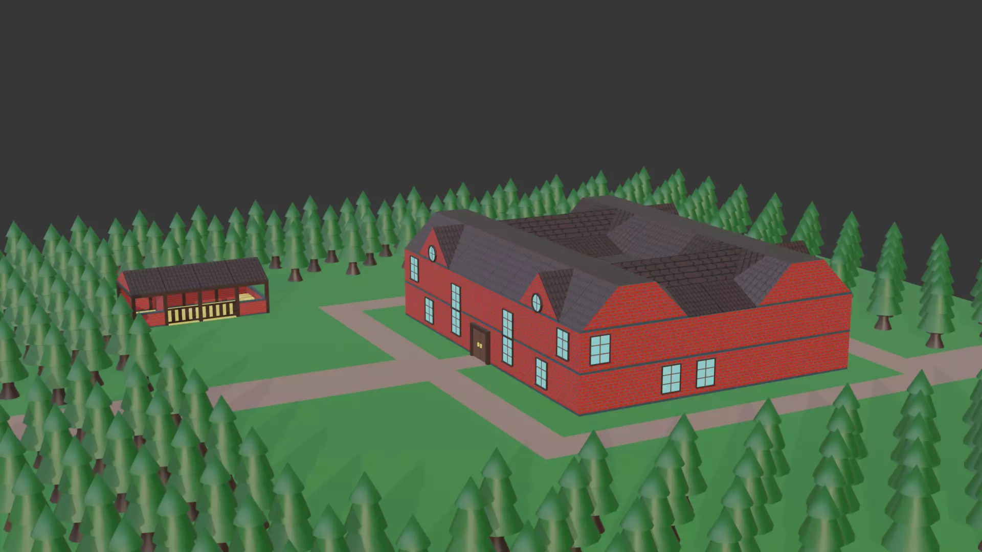 Low Poly Cartoon Mansion - Game Ready 3D Environment Low-poly 3D model