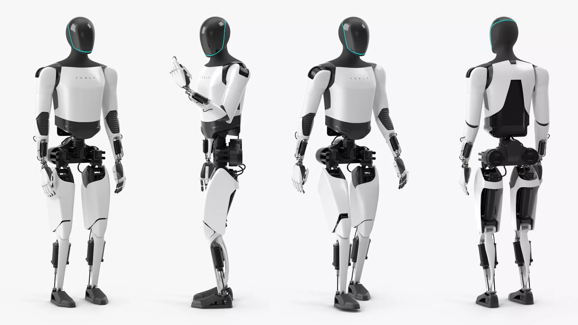 Tesla Optimus Gen 2 Humanoid Robot White Rigged 3D model