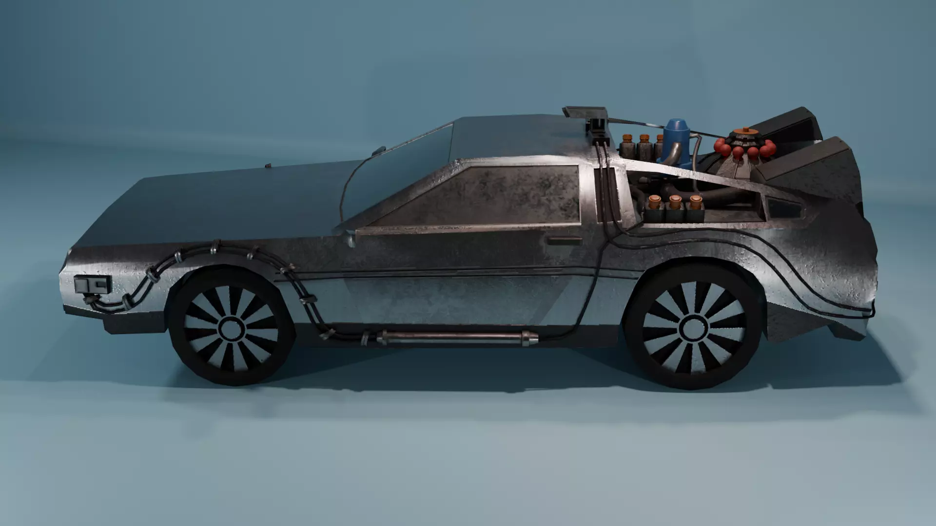 Retro Sci-Fi Time Travel Car Low Poly Low-poly 3D model